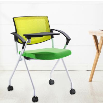 China Foldable Premium Steel Folding Room Training Chair With Writing Table for sale