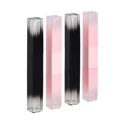 China Double Bottle Black Gradient Black Gradient Lip Gloss Tube Cosmetic Square Empty Lip Stain Lip Stain Bottle Can Be Customized for sale