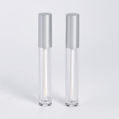 China Cosmetic manufacturer directly supply 3ml lip gloss tube transparent lip gloss tube silver cover cheap lip gloss packaging for sale