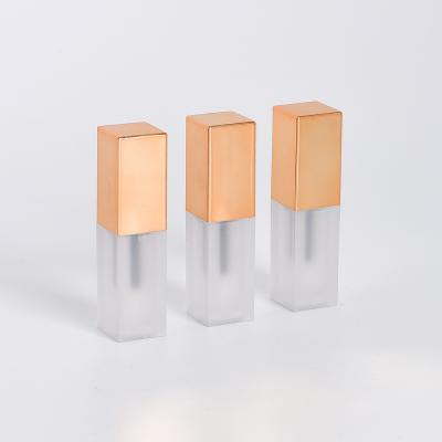 China Manufacturer direct sales 4mlL lip gloss tube square lip gloss tube lip gloss cosmetic frosted gold tube for sale