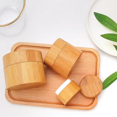 China 2021 New Environmentally Friendly Bamboo Face Cream Cosmetic Bottle Wide Mouth Bamboo Sample Face Cream Bottle for sale