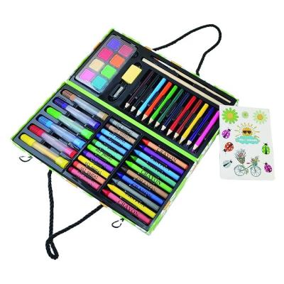 China Plastic Wholesale custom art drawing water colour pen crayon color pencil pencil eraser sharpener kitting portable daisy box drawing set for sale