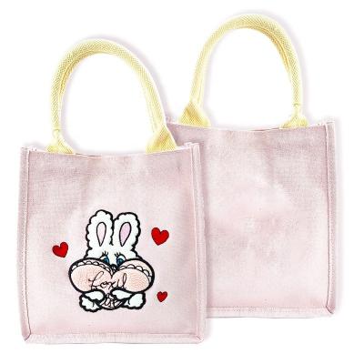 China Other Wholesale cute kawaii ins fashion portable canvas bag lovely rabbit embroidery large capacity handbag school bag for girls for sale