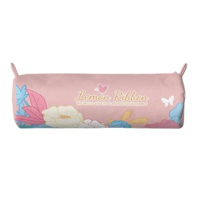 China Gift Lemon Ribbon Ins cartoon flower pattern canvas waterproof stationery pen holder pencil box pencil case for girls students for sale