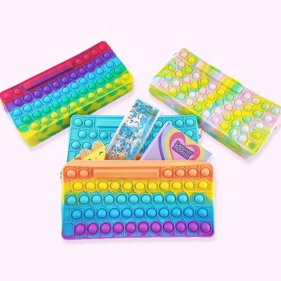 China Gift Wholesale factory price silicone custom color funny joyful pop stationery pencil box pencil case stationery gift for kids for sale