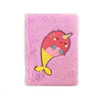 China Comfortable 2023 cute fashion customized A5 Kawaii plush cover kids stationary dairy notebook for gift for sale