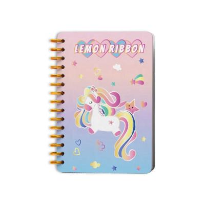 China Hardcover/Magnetic Lemon Ribbon writing cute Kawaii cartoon rainbow horse paper coil hard cover  stationery notebook for kids school students for sale