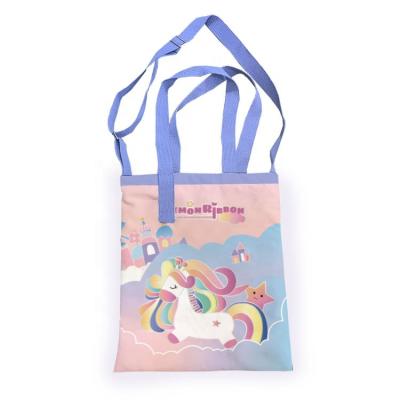 China Other Lemon Ribbon cute cartoon customized soft canvas rainbow horse portable school bag messenger bag for children for sale