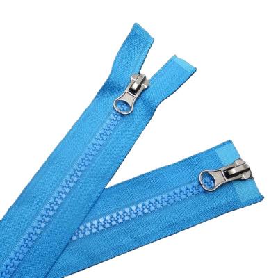 China Plastic Auto Lock Zipper NO.5 Colors Tape Open End Resin Zippers Factory Bag Zippers With Auto Lock Sliders.for Jacket for sale