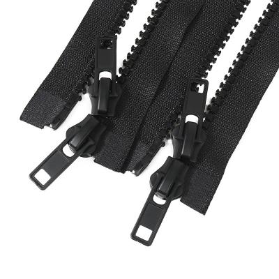 China The resin zipper black double of no. Auto Lock 5 Headed Plastic Open Tail Zipper School Uniform Lapel Zipper for sale