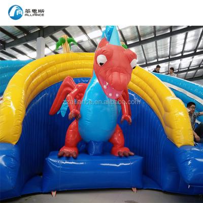 China Dinosaur Playground Hot Selling Commercial Grade PVC Tarpaulin Inflatable Water Park Slide With Pools for sale