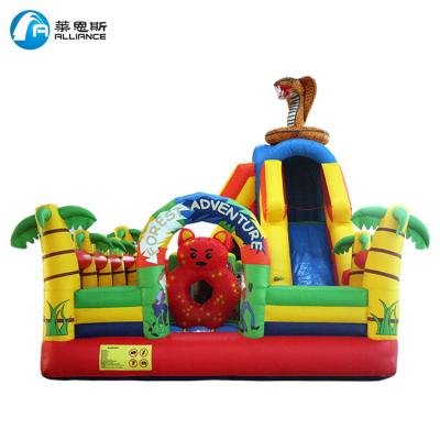 China Outdoor Inflatable Playground Forest Adventure Jumping Castle Snake Bounce House With Slide for sale