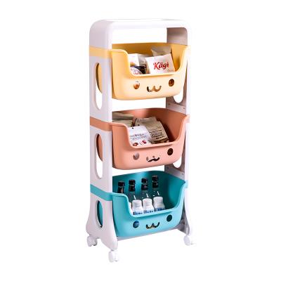 China Stackable Stored And Sliding Plastic Children's Toy Storage Basket Cartoon Toy Storage Rack for sale