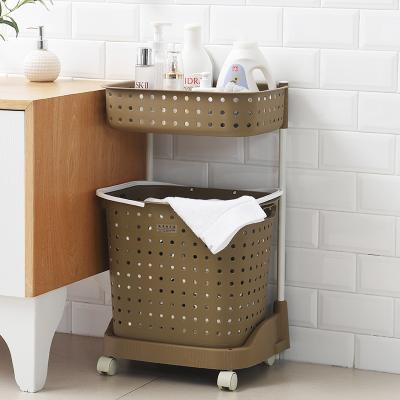 China Double-Layer Bathroom Plastic Storage Box Minimalist Dirty Clothes Rack Storage Box for sale