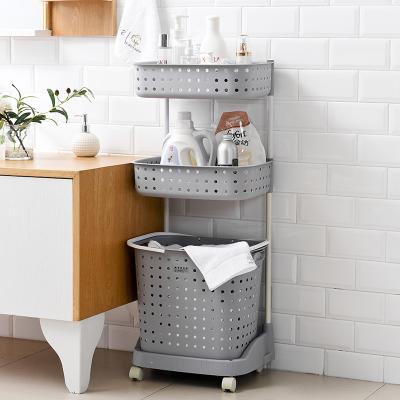 China Handles Factory Direct Plastic Bathroom Rack Dirty Clothes Storage Basket for sale