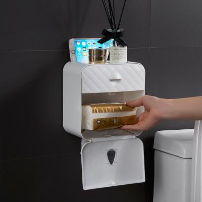 China Store Paper Towels Customized Wall Mounted Plastic Wall Holder Home Bathroom Toilet Paper Box for sale