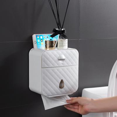 China Minimalist Wholesale Wall Mounted ABS Plastic Multifunction Tissue Box With Drawer for sale