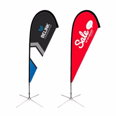 China FLY one stop factory price aluminum beachflag, feather flag, teardrop flag with custom logo for sale