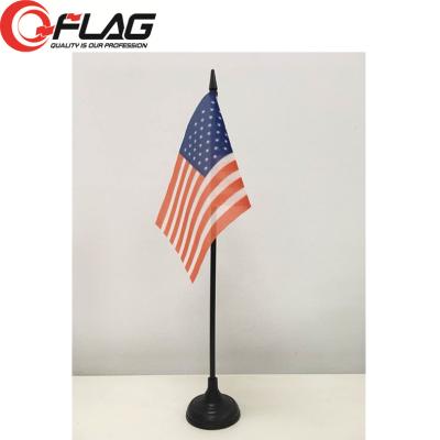 China Advertisng Polyester Cheap Table Flag With Plastic Pole Stand for sale