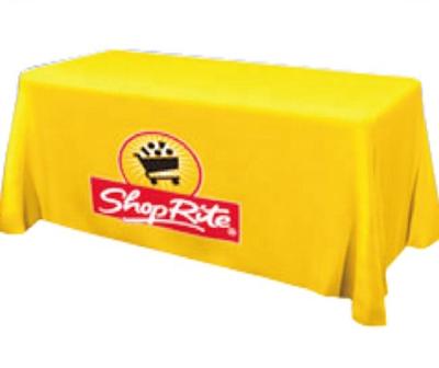 China Polyester Fabric Table Cover Hanging Table Cloth With Custom Printing for sale