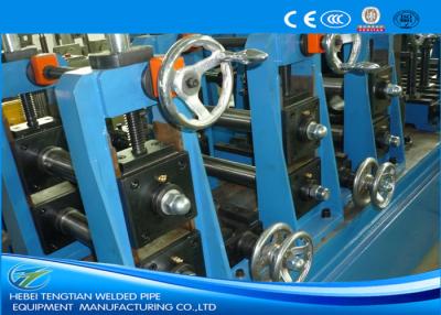 China durable ERW Welding Steel Pipe Making Machine With Pipe Polishing Blue Colour for sale