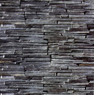 China Thin-strips Modern Black Water Flow Slate Stone Exterior Wall Cladding Culture Natural Stone for sale