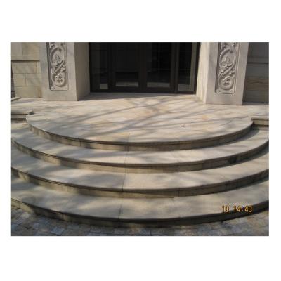 China Stair Steps Cream Porphyry Gold Granite Exterior Stone Curved Stair Nosing Case Customized Exterior Stair Steps for sale