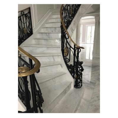 China Customized Project Calcatta White Marble Stone Indoor Outdoor Interior Stairs Step And Riser for sale