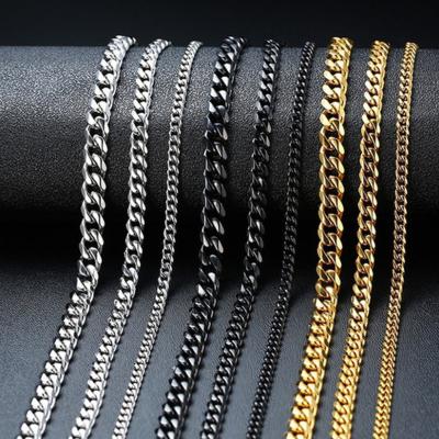 China Black Stainless Steel Hot Selling Hip Hop Cuban Link Choker Men Women Silver Hot Gold Punk Unisex Necklaces for sale