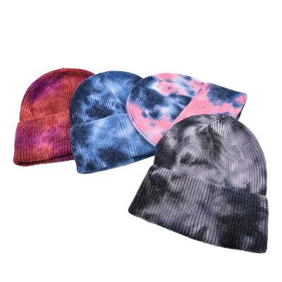 China New COMMON Colorful Tie Dye Beanie Outdoor Fashion Wholesale Unisex Winter Woolen Knitted Hats for sale