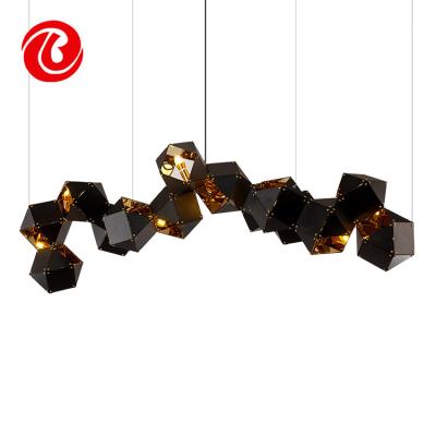 China Modern New Arrival Large Warm White Black Dimmable Metal Chandelier for sale