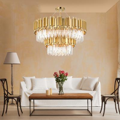 China China Factory Supplier Metal Large Hotel Lobby Gold Modern Round Pendant Lights K9 Crystal Chandelier for sale