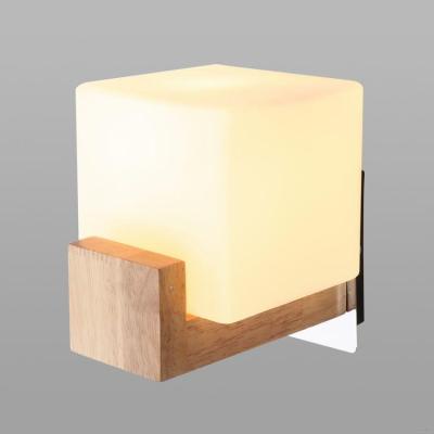 China Hot Sale Modern Decorative Unique Design Wooden Glass Indoor Wall Lamp for sale