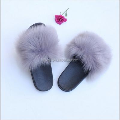 China Latest Anti-odor Fashion Women Winter Real Fox Ladies Slippers Shoes And Sandals Fur Slippers for sale