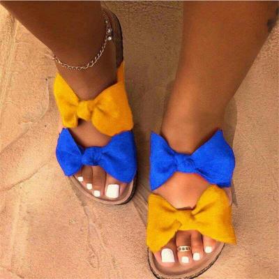 China Anti-Smell Sandals Butterfly-Knotted Flat Ladies Beach Shoe Slippers for sale