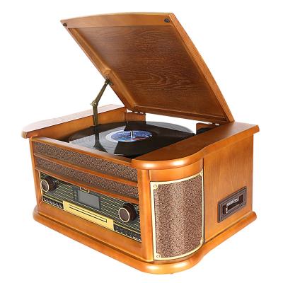 China Classic wooden turntable vinyl record player phonograph with radio/CD/MP3/cassette/USB/PC encoding XRD-189BD for sale