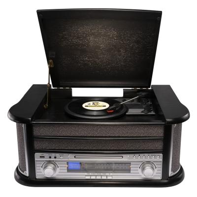 China Multifunctional Vinyl Record Player Vintage LP Turntable with AM FM Radio AUX CD CASSETTE Play. in USB playing and coding remote control for sale