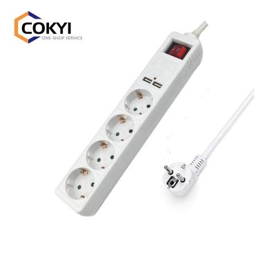 China 4-Fach Residential/General-Purpose Outlet, Surge Protection, 2 USB Ports, Table Strip, Child Safety, White for sale