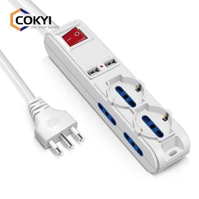 China Multi-socket Residential / Multipurpose 6 Layers 2 10 Universal & 4 Dual Purpose / 16A With 2 USB Outlets 5V / White Italian Power Strip 2A 16A Socket for sale