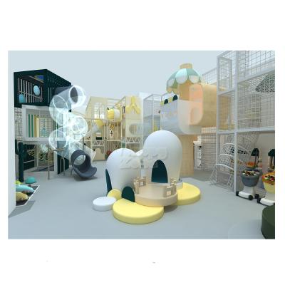 China 3-12years concept nature indoor amusement wooden combo soft system customized slide for cinema and kids club for sale