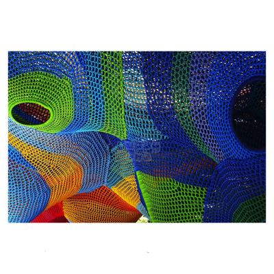 China Large Rainbow Nylon Playground Colorful Nylon Rope Hand Crocheted Net Kids Indoor Playground for sale