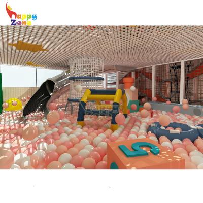 China 0-12years Two Levels Indoor Colorful Honeycomb Rainbow Play Net Climbing Net Ground With Ball Pool for sale