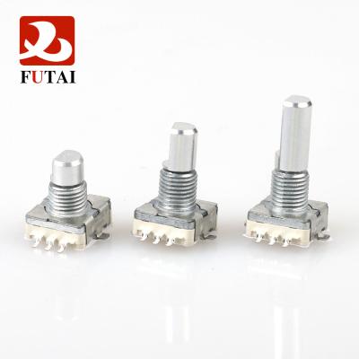 China Car Futai EC11 Series 11mm Height Audio Type SMT Reflow Metal Incremental Shaft Rotary Encoder With Switch And Bushing for sale