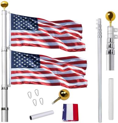 China Pandraw Hanging Easy To Install Telescoping Kit 25FT, Portable Aluminum Flag Poles Flag Pole With 3x5 USA Flag for sale