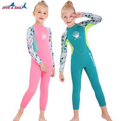 China DIVE&SAIL New Antibacterial Neoprene Kids 2.5mm Wetsuits Diving Girls Long Sleeve Wetsuit Surfing Snorkeling Swimwear Kids Full Body Warm for sale