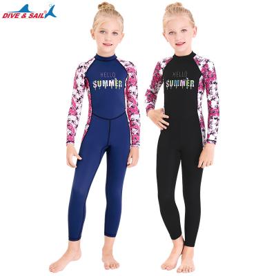 China New Girls Lovely Print Long Sleeve Swimwear Kid Swimwear Beach Wear OEM One Piece Swimsuit Plus Size Snorkeling Rash Guard GirlsSwimwear for sale