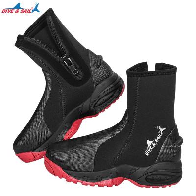 China Fashion Trend Wholesale 5mm Neoprene Water Shoes Warm Anti Slip Dive Booties Thick Soled Durable Fishing Wading Diving Boots With Zipper for sale