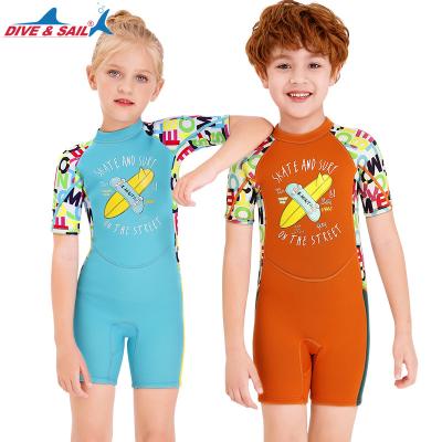 China Antibacterial Cute Kids Short Sleeve Swimsuit Kids Flatfish Surf Small Dive Diving Swimwear One Piece Neoprene Wetsuits For Boys Girls for sale