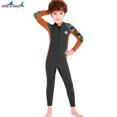 China Hot Selling Antibacterial Freediving Boys Patterned Neoprene Dive Surf Wetsuit SCR Swimwear Front Zip One Piece Long Swimsuit Youth Kids for sale