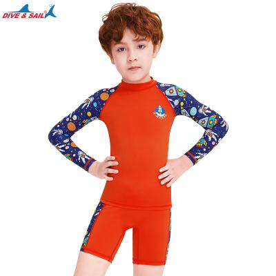 China Factory Direct Wholesale Kids Diving Kids Waist Guard Swimwear 2-Piece Boys Rash Swimsuit Plus Suit With Short Sleeves for sale